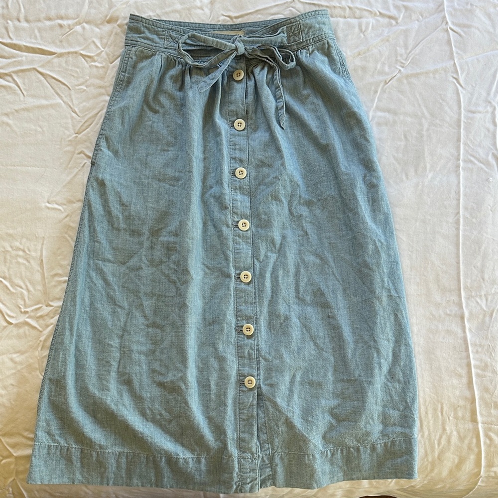 Madewell Chambray A-Line Button Skirt